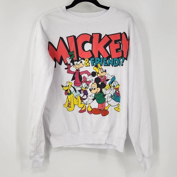 Disney Sweaters - DISNEY White Mickey & Friends Classic Characters Retro Sweatshirt Unisex Small S
